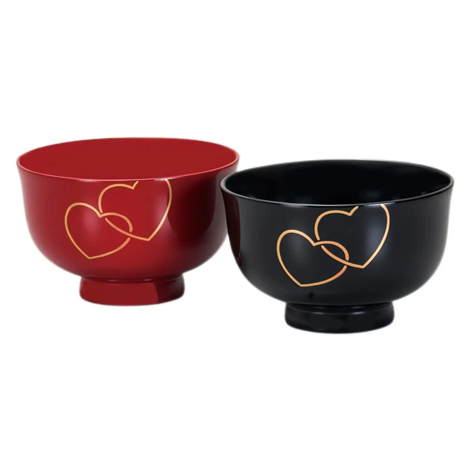 Echizen Shikki Makie Wood Couple Soup Bowls Heart 3 Echizen Shikki Makie Wood Couple Soup Bowls Heart