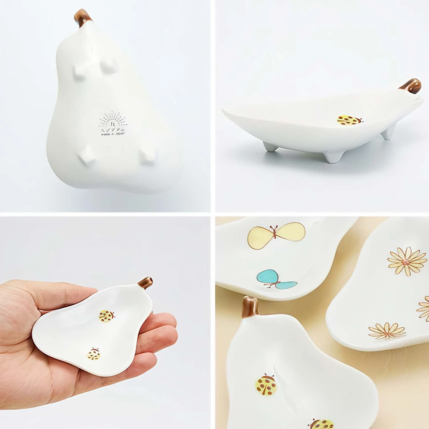 HAREKUTANI Porcelain Pear Plate With Flower 5 HAREKUTANI Porcelain Pear Plate With Flower - Image 3