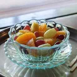 Hirota Glass Yukinohana Soda-Lime Glass Blue Shallow Bowl -Kitchen Utensils Store HirotaGlassYukinohanaSoda LimeGlassBlueShallowBowl 3