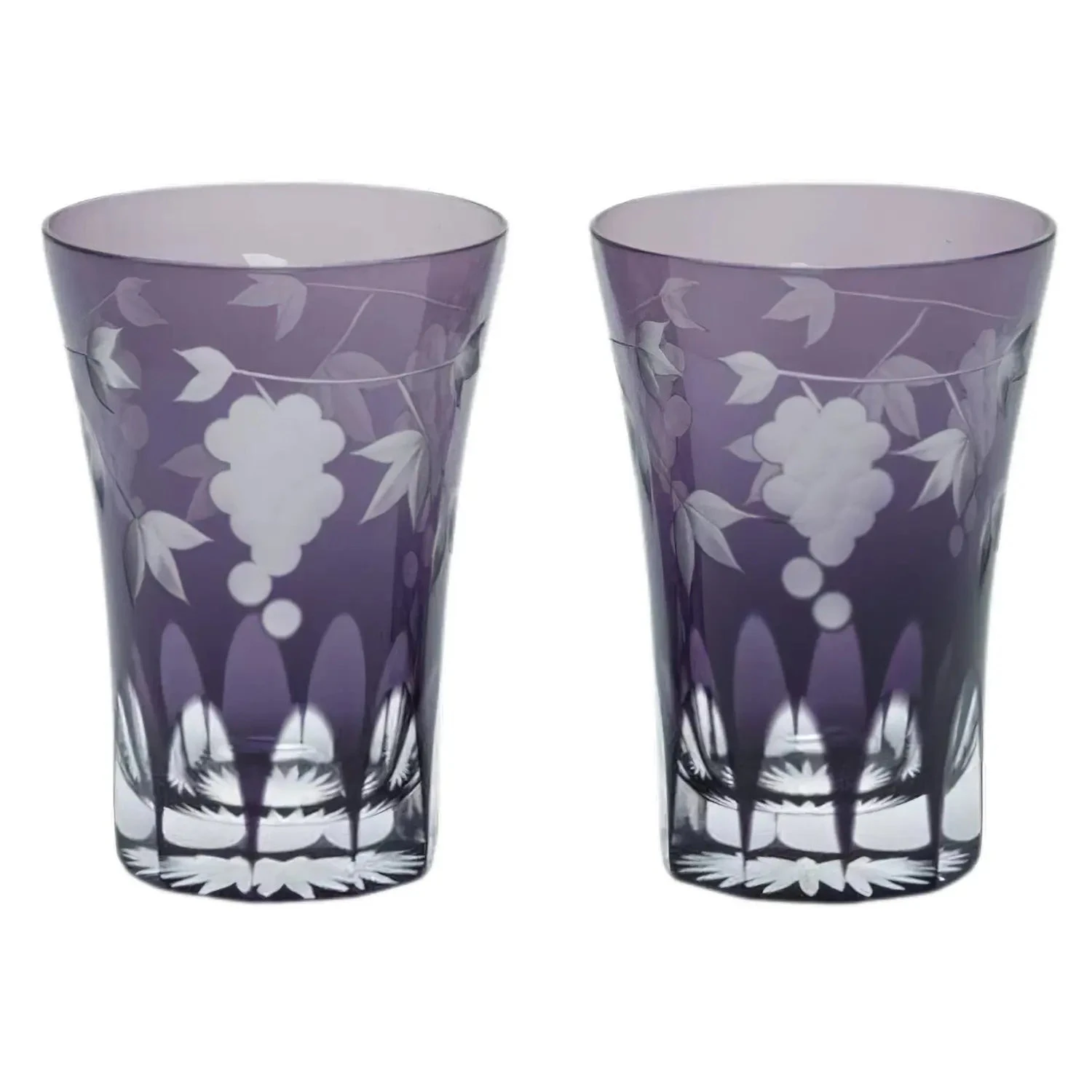 KIMOTO GLASS TOKYO Edo Kiriko Pair Tumbler Grapes 3 KIMOTO GLASS TOKYO Edo Kiriko Pair Tumbler Grapes