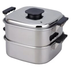 PEACH BRAND Stainless Steel Two-Tier Square Steamer