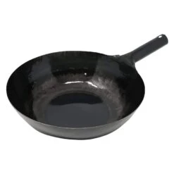 Yamada Hammered Iron Flat Bottom Wok (1.6mm Thickness)