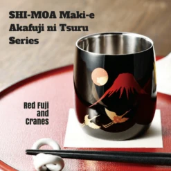 Asahi Shi-moa Maki-e Akafuji-ni-Tsuru Double-Wall Sake Cup 58ml -Kitchen Utensils Store asahi shi moa maki e akafuji ni tsuru double wall sake cup 58ml gift boxed stainless steel drinkware 29571063375