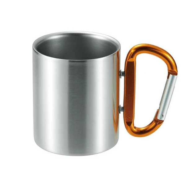 Takeda Stainless Steel Double-Wall Insulated Mug With Karabiner Handle 240ml 7 Takeda Stainless Steel Double-Wall Insulated Mug With Karabiner Handle 240ml - Image 5