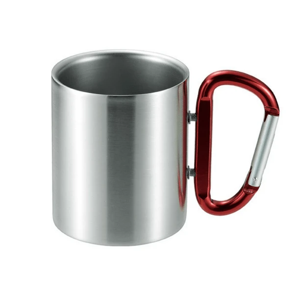 Takeda Stainless Steel Double-Wall Insulated Mug With Karabiner Handle 240ml 3 Takeda Stainless Steel Double-Wall Insulated Mug With Karabiner Handle 240ml