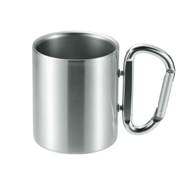 Takeda Stainless Steel Double-Wall Insulated Mug With Karabiner Handle 240ml 6 Takeda Stainless Steel Double-Wall Insulated Mug With Karabiner Handle 240ml - Image 4